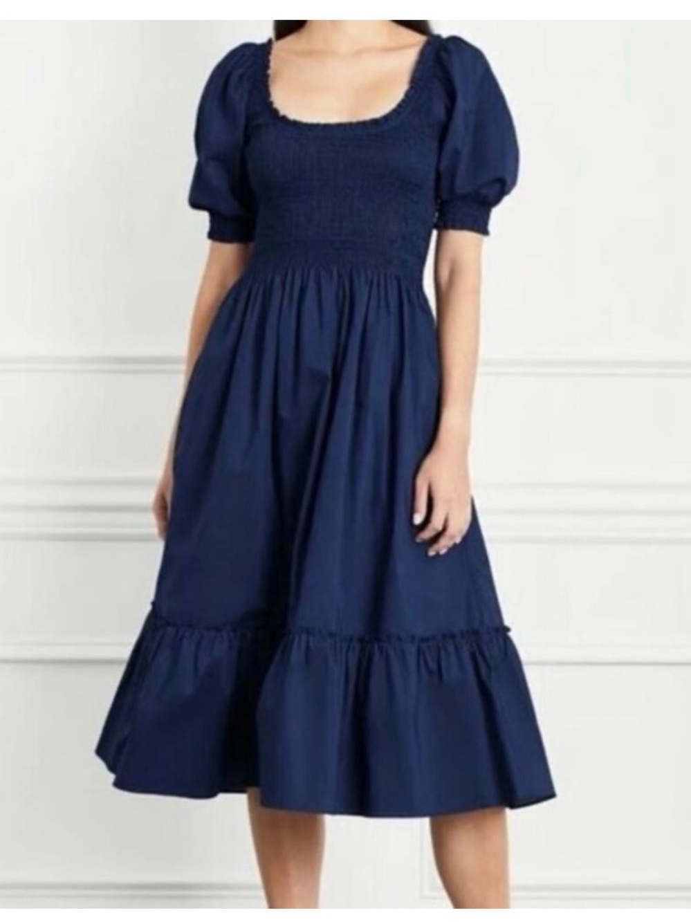 NWT Hill House Home Navy Blue Cotton Louisa Nap Midi Dress Size S